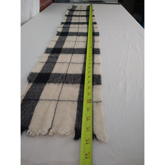 Vintage Made in Japan Rectangle Scarf Black Cream Plaid collectable fashion - Picture 2 of 8